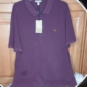 Burberry Men's Dark Purple Polo Shirt DAMAGED/STAINED XXL